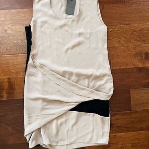 ALL SAINTS Elegant Beige and Black Sleeveless Dress w/ Lace